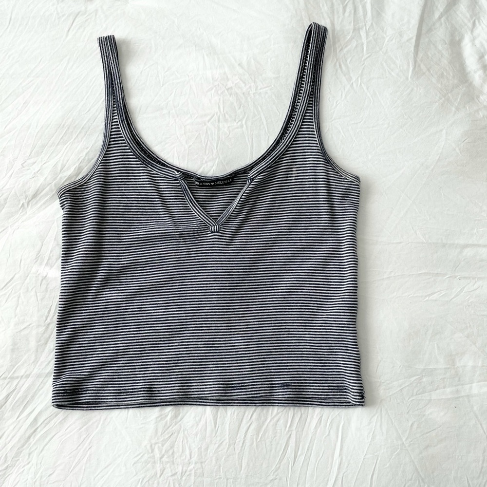 Brandy Melville navy blue striped top